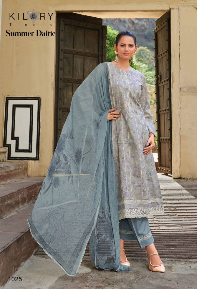 Summer Dairie By Kilory Lawn Cotton Embroidery Printed Salwar Kameez Wholesale Market In Surat